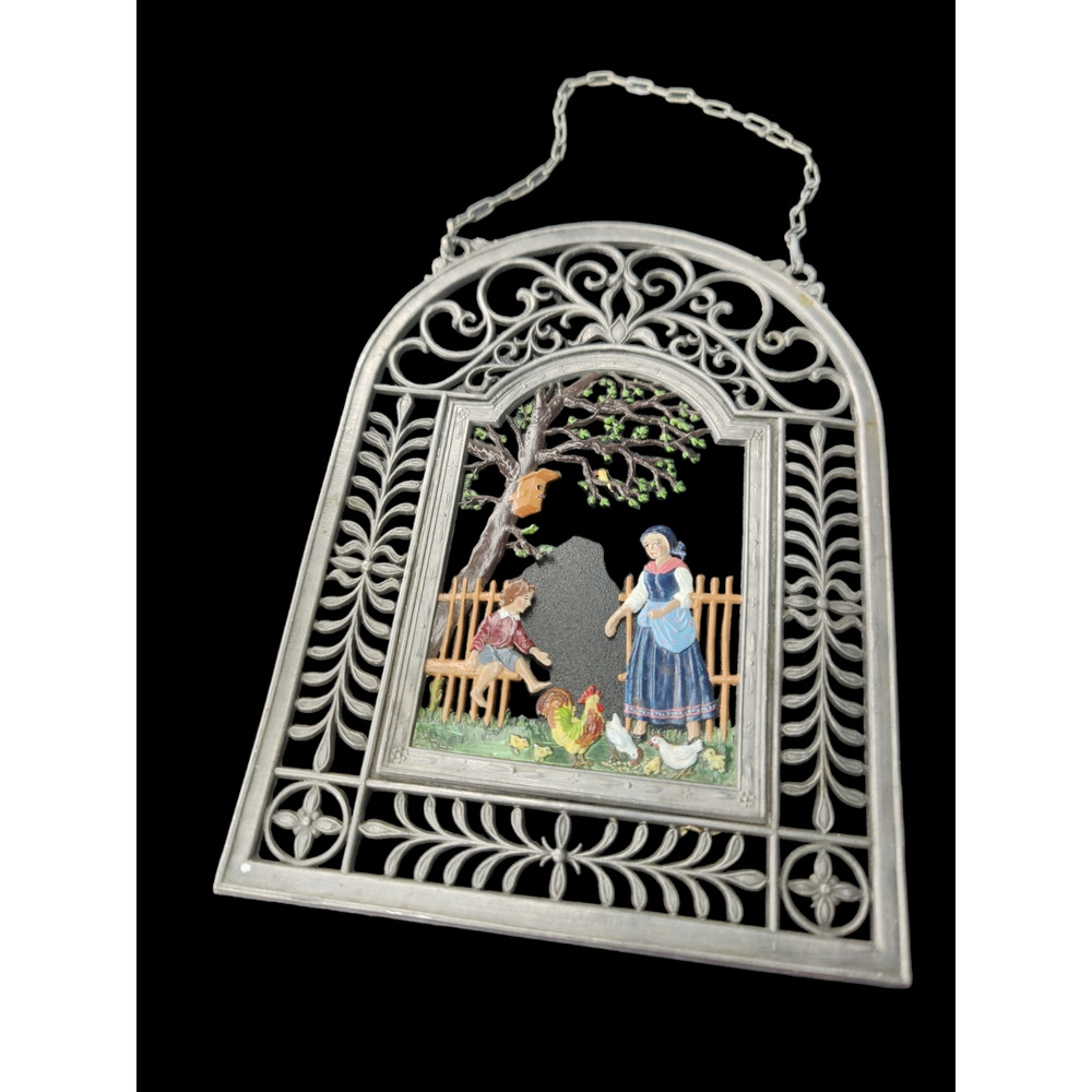William Schweizer German Pewter Zinn figurine wall hanging The Farm Yard